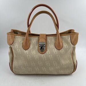 Vintage Dooney & Bourke Beige and Tan Satchel